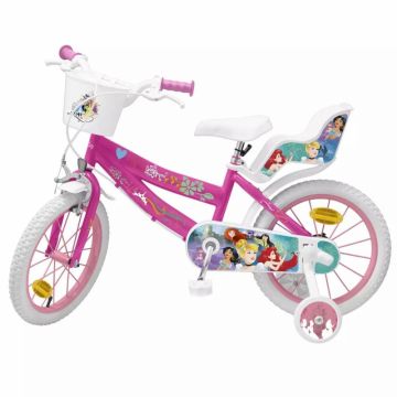 Bicicleta copii cu roti ajutatoare si cosulet Princess 16 inch