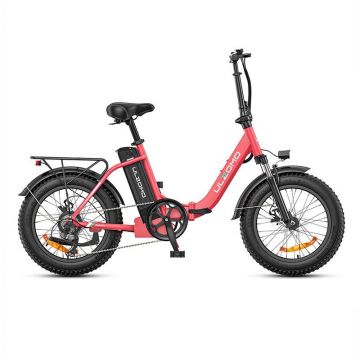 Bicicleta electrica pliabila ULZOMO E-bike Dolphin 20, 350W, 36V 13Ah, autonomie 89km, viteza maxima 25km/h, Pink, 20''