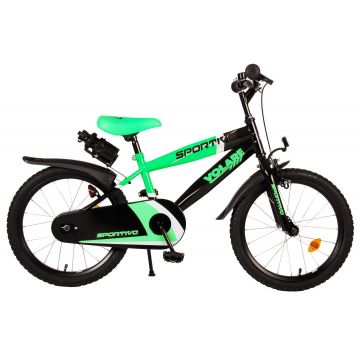 Bicicleta pentru baieti Volare Sportivo, 18 inch, culoare verde neon / Negru, frana de mana + contra