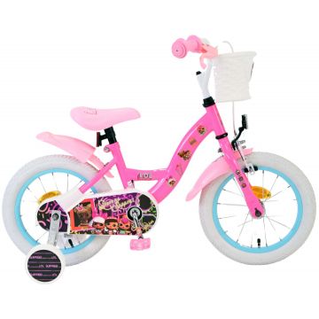 Bicicleta pentru fete LOL Surprise, 14 inch, culoare roz, frana de mana fata + contra
