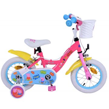 Bicicleta pentru fete Peppa Pig, 12 inch, culoare Roz, frana de mana fata si spate
