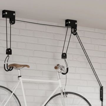 vidaXL Palan pentru biciclete cu suport pe tavan, 57 kg