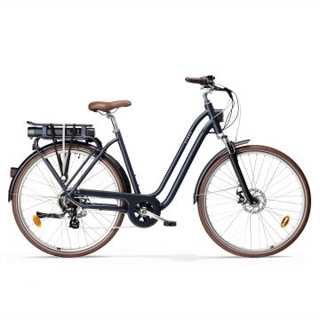 Bicicletă de oraș electrică cadru jos Elops 900 E Bleumarin