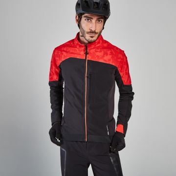 Jachetă ciclism ST500 Roșu-Negru Bărbați