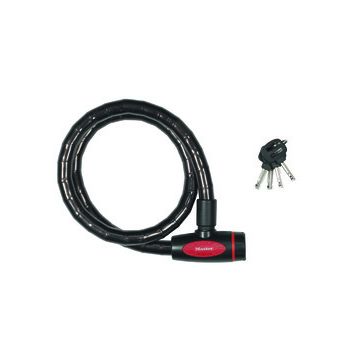 Antifurt cablu otel calit cu cheie MasterLock 1m x 18mm Negru