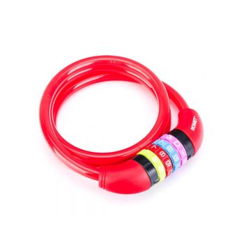 Antifurt cablu spiralat cu cifru Romet SL602 10x1000mm Rosu