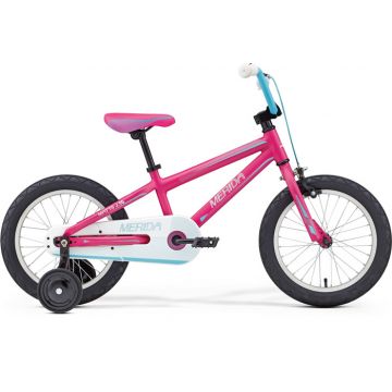 Bicicleta cu roti ajutatoare pentru copii Merida Matts J16 Roz/Albastru/Alb 2016 [Produs Buy Back]