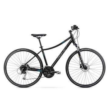 Bicicleta de Trekking pentru femei Romet Orkan 5 D Negru/Turcoaz 2022