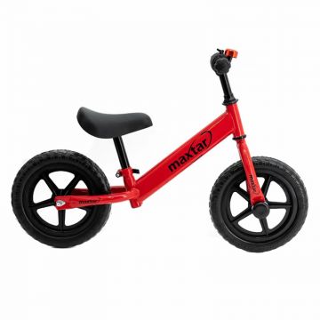 Bicicleta Maxtar pentru copii fara pedale Sebra, roti 12 inch, Rosu