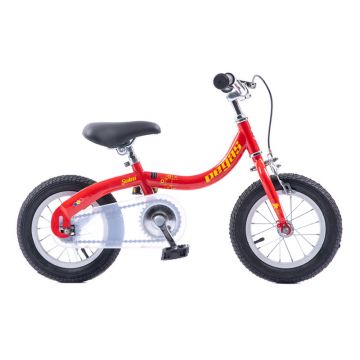 Bicicleta pentru copii Pegas Soim 2 in 1, 2-5 ani, 12 inch, furca fixa, cadru otel, jante aluminiu, pedale detasabile, Rosu