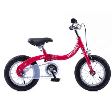 Bicicleta pentru copii Pegas Soim 2 in 1, 2-5 ani, 12 inch, furca fixa, cadru otel, jante aluminiu, pedale detasabile, Roz