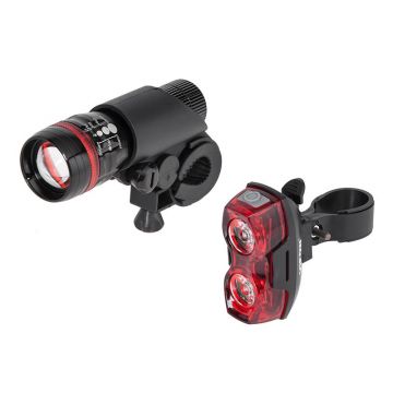 Set far si stop de bicicleta Vipow, 1 W, 3 moduri de operare, iluminare 100 m