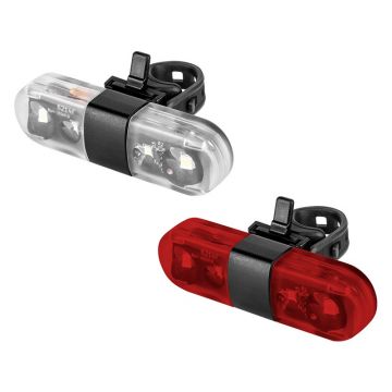 Set lumini fata/spate, 4 LED-uri, 70 lm, lumina alb rece, 300 mAh