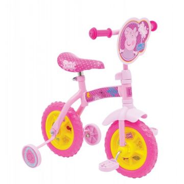 Bicicleta copii Peppa Pig 10 inch 2 in 1 cu si fara pedale