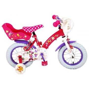 Bicicleta copii Volare Minnie Mouse cu roti ajutatoare 12 inch cu 2 frane mana
