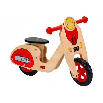 Bicicleta fara pedale din lemn Globo Legnoland 37723 pentru copii model Retro Scooter