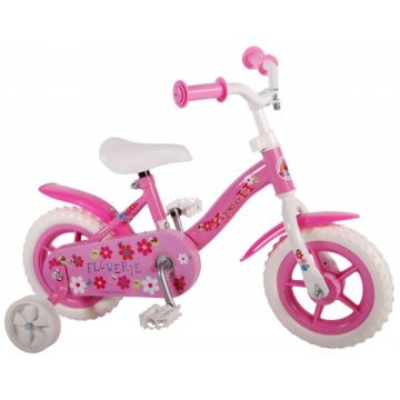 Bicicleta fetite 10 inch Volare Flowerie Roze cu roti ajutatoare