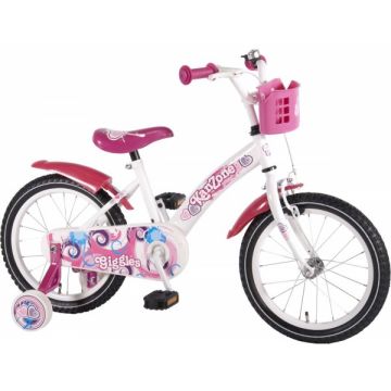 Bicicleta fetite 16 inch Volare cu roti ajutatoare si cosulet roz Kanzone Giggles