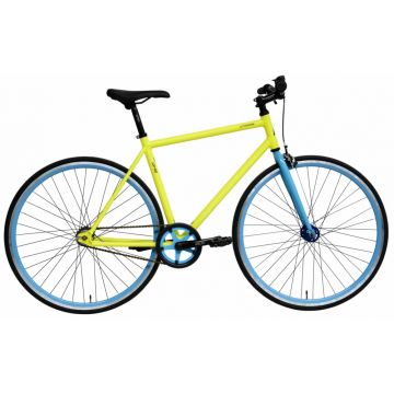 Bicicleta oras Dhs Fixie 2896 440 mm galben albastru 28 inch