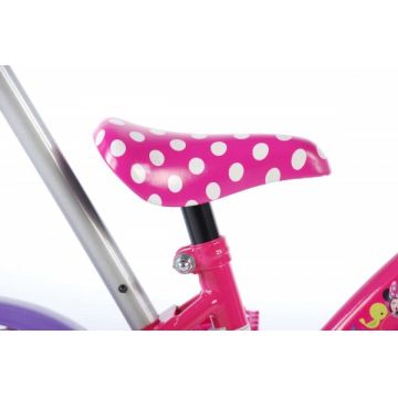 Bicicleta pentru fete 10 inch cu maner roti ajutatoare si cosulet Minnie Mouse