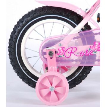 Bicicleta Volare pentru fete 12 inch cu roti ajutatoare Rose