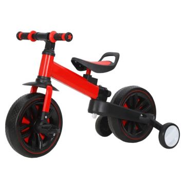 Bicicleta cu roti ajutatoare 3 in 1 unisex 12 inch Ocie Quad Rosie