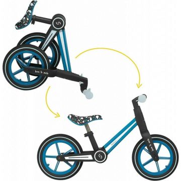 Skiddou - Bicicleta fara pedale pliabila Ronny, Denim, Albastru,