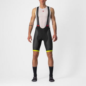 Pantaloni scurti cu bretele Castelli Competizione Kit, Negru/Galben Fluo, XL