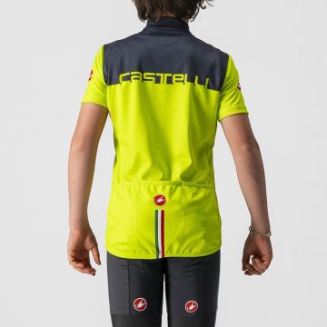 Tricou cu maneca scurta Castelli Neo Prologo, pentru copii, Galben Fluo/Bleumarin, 8A