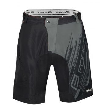 Pantaloni Force Downhill MTB cu sub-pantaloni cu bazon Negru/Gri XL