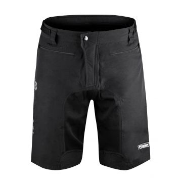 Pantaloni Force MTB-11 cu sub-pantaloni cu bazon, Negru, L
