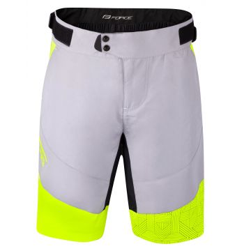 Pantaloni scurti Force Storm pana la talie cu bazon, gri/fluo 3XL