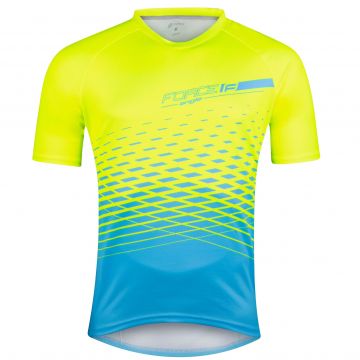 Tricou maneca scurta Force MTB Angle, albastru/fluo, XL