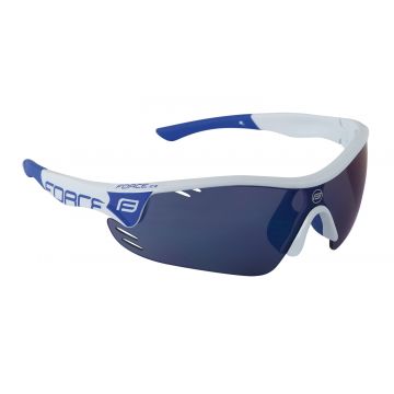 Ochelari Force Race Pro albi lentila albastru laser