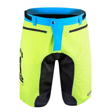 Pantaloni scurti Force MTB-11 cu interior detasabil galben fluo XS