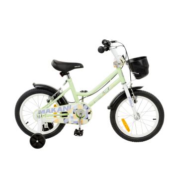 Bicicleta 16 inch cu roti ajutatoare si cosulet frontal Makani Pali Green