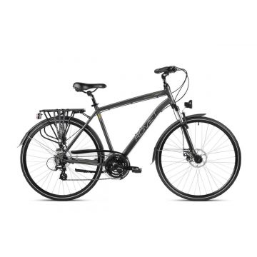 Bicicleta de trekking/oras pentru barbati Romet Wagant 2 Gri/Galben 2023