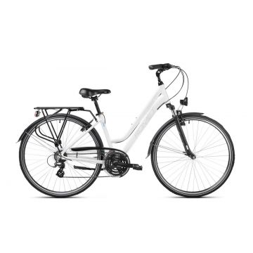 Bicicleta de trekking/oras pentru femei Romet Gazela 1 Alb/Albastru 2023