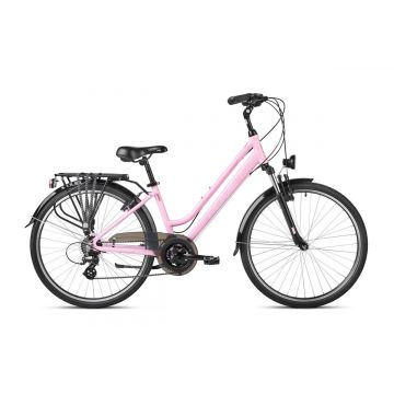 Bicicleta de trekking/oras pentru femei Romet Gazela 26 1 Roz/Alb 2023