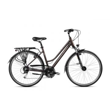 Bicicleta de trekking/oras pentru femei Romet Gazela 5 Maro Inchis/Gri 2023