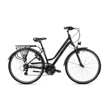 Bicicleta de trekking/oras pentru femei Romet Gazela Negru/Verde 2023