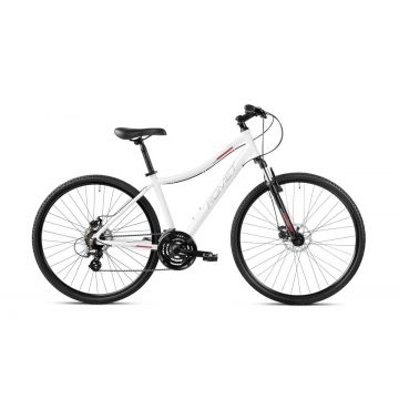 Bicicleta de trekking pentru femei Romet Orkan 1 D Alb/Roz 2023