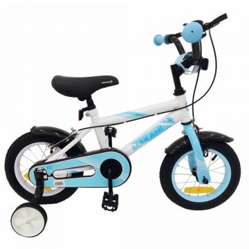 Bicicleta pentru baieti 16 inch Kikka Makani Windy Alb cu roti ajutatoare