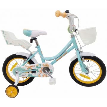 Bicicleta 14 inch cu roti ajutatoare si cosulet frontal Makani Norte Blue