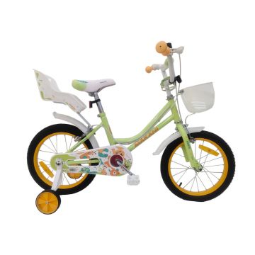 Bicicleta 16 inch cu roti ajutatoare si cosulet frontal Makani Norte Green