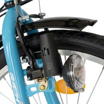 Bicicleta City Saiguan Revoshift 24 inch Rich R2432A cadru bleu cu design alb