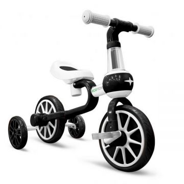 Bicicleta copii cu roti ajutatoare Ecotoys LC-V1311 alb cu negru, de la 2 ani pana la 20 kg, inaltime ajustabila sa 33-36cm, poate fi folosita in 4 configuratii Bicicleta copii cu roti ajutatoare Ecotoys LC-V1311 alb cu negru, de la 2 ani pana la 20 kg, inaltime ajustabila sa 33-36cm, poate fi folosita in 4 configuratii