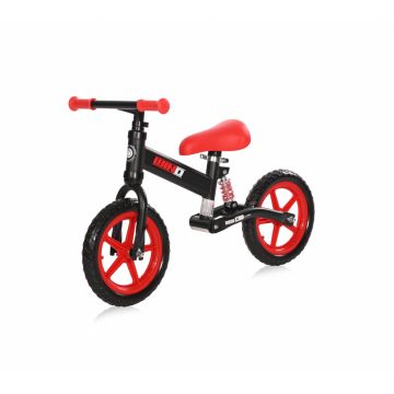 Bicicleta copii fara pedale Wind Black  Red, roti din spuma EVA, amortizor reglabil care ajuta la absorbtia socurilor, scaun reglabil de la 47 cm pana la 50 cm, 12 inch, varsta 2-5 ani, maxim 25 de kg Bicicleta copii fara pedale Wind Black  Red, roti din spuma EVA, amortizor reglabil care ajuta la absorbtia socurilor, scaun reglabil de la 47 cm pana la 50 cm, 12 inch, varsta 2-5 ani, maxim 25 de kg