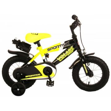 Bicicleta copii Volare Sportivo Galben Neon 12 inch cu 2 frane de mana si sticla apa