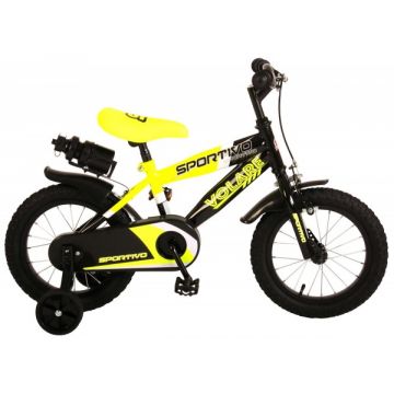 Bicicleta copii Volare Sportivo Galben Neon 14 inch cu frana de mana si sticla apa